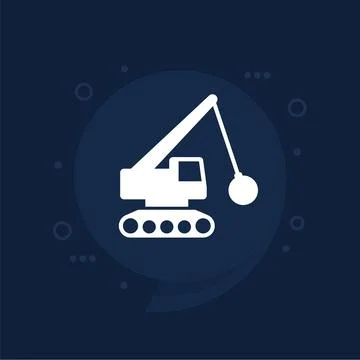 Demolition machine with a wrecking ball icon イラスト素材