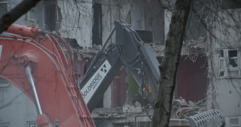 Demolition Machinery in action Stock Footage 149494934