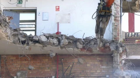 Demolition machinery working. Stock Footage 73082344