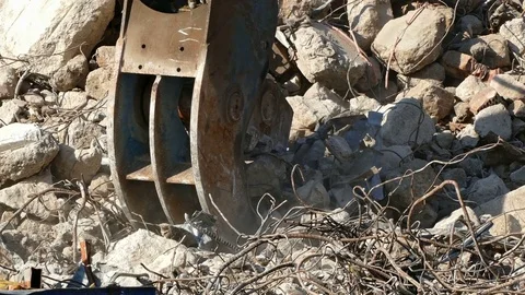 Demolition machinery working. Stock Footage 73235405