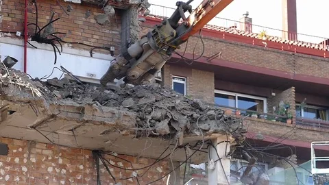 Demolition machinery working. Time Lapse. Stock Footage 73235860