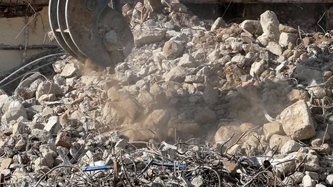 Demolition machinery working.Slow Motion Stock Footage 73235686