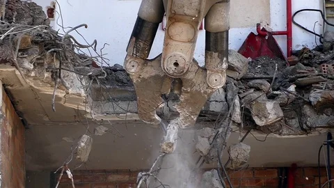 Demolition machinery working.Slow Motion. Stock Footage 73699588