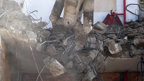 Demolition machinery working.Slow Motion. Stock Footage 73699829