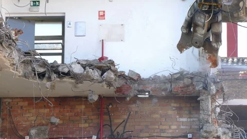 Demolition machinery working.Time Lapse. Stock Footage 73080271