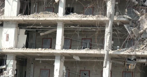 Demolition of a Office Building Stock Footage 93679265