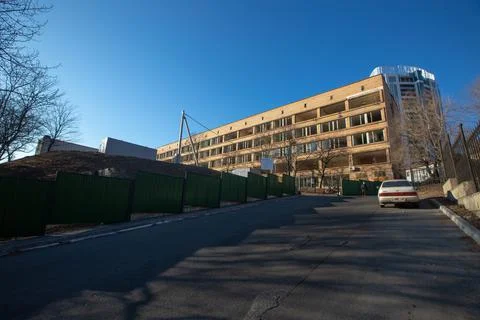 Demolition of the old building of the Far Eastern University. Stock Photos