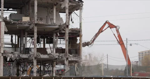 Demolition old building, for future development. Stock Footage 142655179