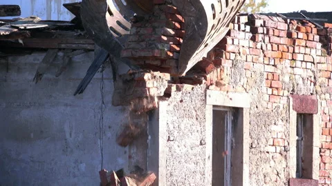 Demolition of an old house Stock Footage 142663645