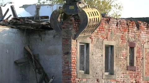 Demolition of an old house Stock Footage 142664360