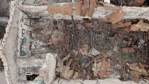 Demolition of the rubble of the destroyed building Stock Footage 219528013