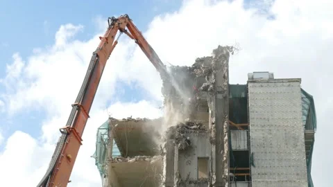 Demolition shears; demolition excavator Video stock 227299575
