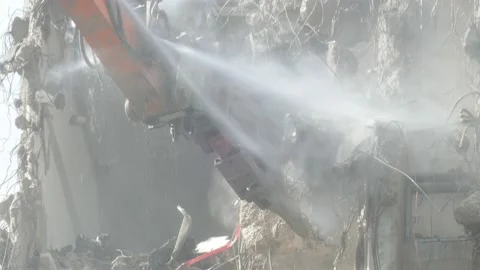 Demolition shears; demolition excavator Video stock 227299581