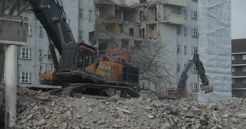 Demolition site with two machines  Stock Footage 149494911