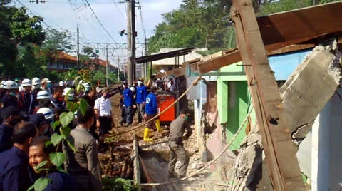 Demolition of Stalls at Station Stock Footage 24469285
