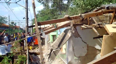 Demolition of Stalls at Station Stock Footage 24470459