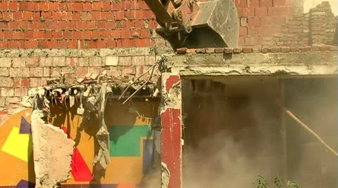 Demolition of Wall Stock Footage 11408139