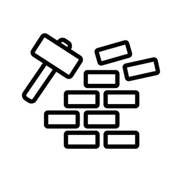 Demolition of wall icon vector outline illustration Illustrazione stock