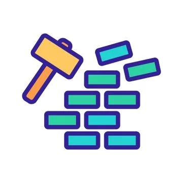 Demolition of wall icon vector outline illustration Stockillustratie