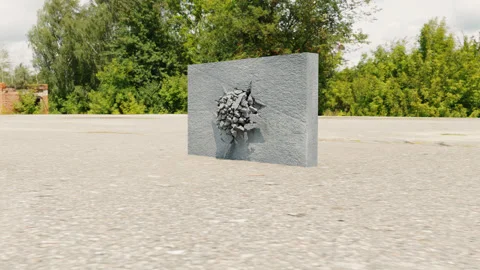 Demolition of a wall in slow motion. a 3d wall destruction scene Stock Footage 277873855