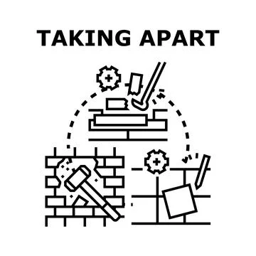 Demolition work concept taking apart renovation process 스톡 일러스트
