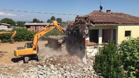 Demolition work house Stock Footage 205282192