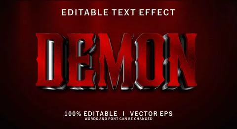 Demon 3d vector text effect with modern style design Illustrazione stock