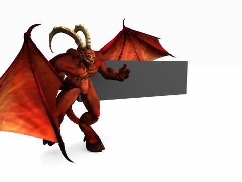 Demon and banner template Illustrazione stock