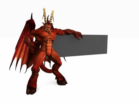 Demon and banner template 스톡 일러스트