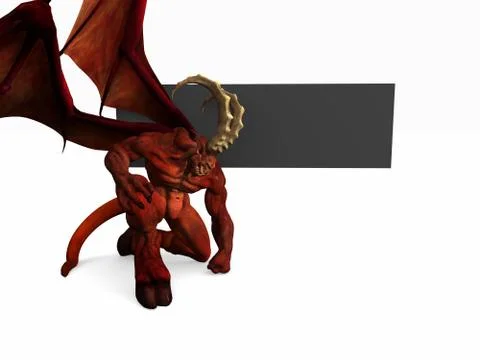 Demon and banner template Illustrazione stock