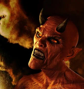 Demon Burning in Hell Stock Illustration