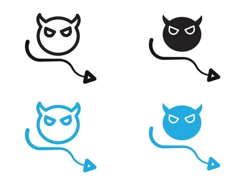 Demon devil icon black and white vector outline sign 스톡 일러스트