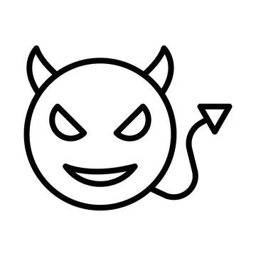 Demon devil icon linear logo mark in black and white Illustrazione stock