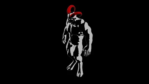 Demon, devil, imp shifts from foot to foot and carefully looks around. Top right Video stock 126343512