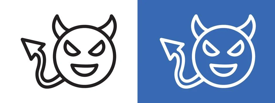 Demon devil logo sign set vector outline Illustrazione stock