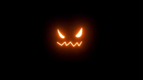 Demon face aggressive glowing orange spooky monster art Vídeo Stock 341964583