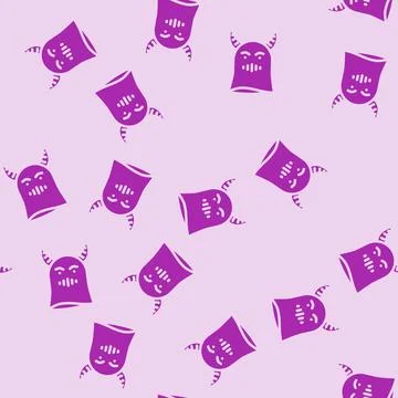 Demon ghost glyph vector seamless pattern Stock Illustration