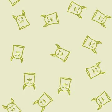 Demon ghost line vector seamless pattern Stock Illustration