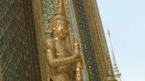 Demon Guardian at Wat Phra Kaew, Temple of the Emerald Buddha, Bangkok, Thailand Stock Footage 48482753