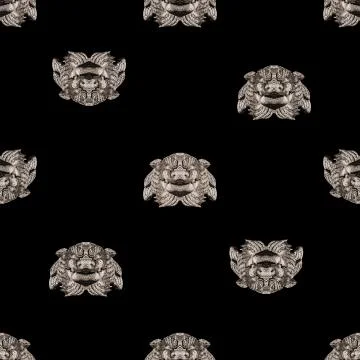 Demon Head Motif Seamless Pattern 库存插图