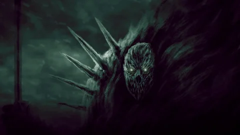Demon knight with developing cloak animation Video stock 109181236