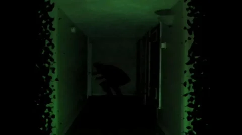 A demon monster coming down a creepy hallway (horror,eerie,evil) Stock Footage 195282020