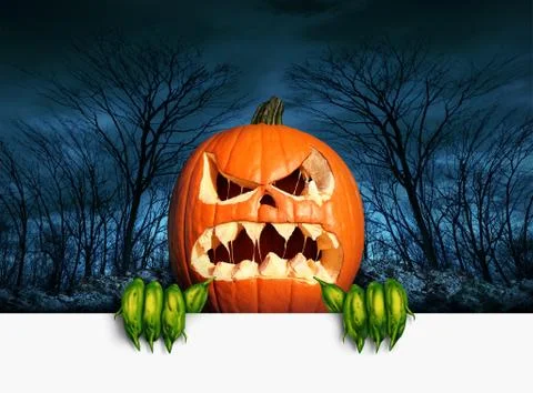 Demon pumpkin sign Stock Illustration