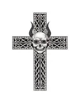 Demon skull celtic cross. Stock Illustration