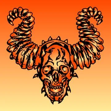 Demon skull vector illustration Stock Illustration