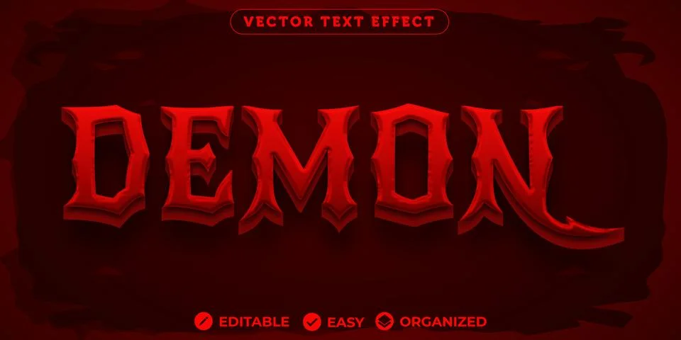 Demon Text Effect,Fully Editable Font Text Effect Stock Illustration