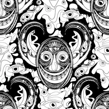 Demon with Thousand Eyes Stock Illustration