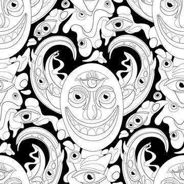 Demon with Thousand Eyes Stock Illustration