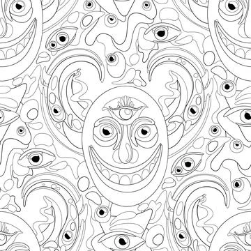 Demon with Thousand Eyes Stock Illustration
