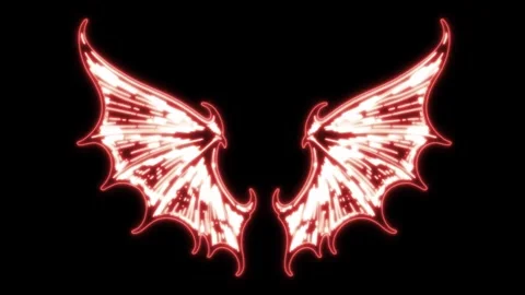 Demon Wings Neon Animation Stock Footage 303345166